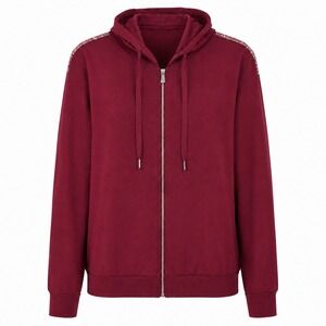FREE For Humanity Burgundy Sequin Zip Hoodie Made in Italy Sweatshirt Size Large